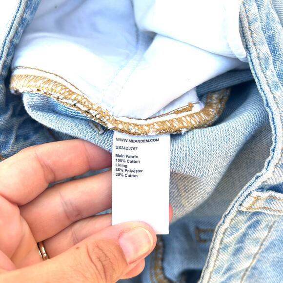 ME+EM Frayed Hem Engineered-Leg Jeans Barrel Pants Size 25 Cotton Blue - Picture 14 of 15